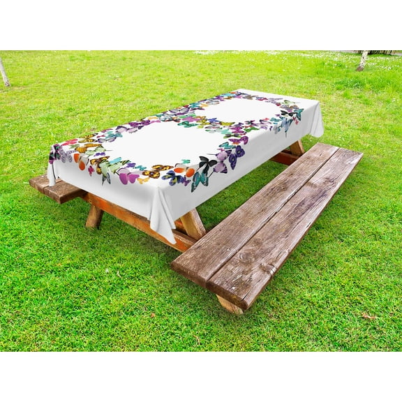 Letter B Outdoor Tablecloth, Exoticism Beauty Fragility Theme Springtime Creatures Forming Letter B Feminine, Decorative Washable Fabric Picnic Table Cloth, 58 X 84 Inches,Multicolor, by Ambesonne