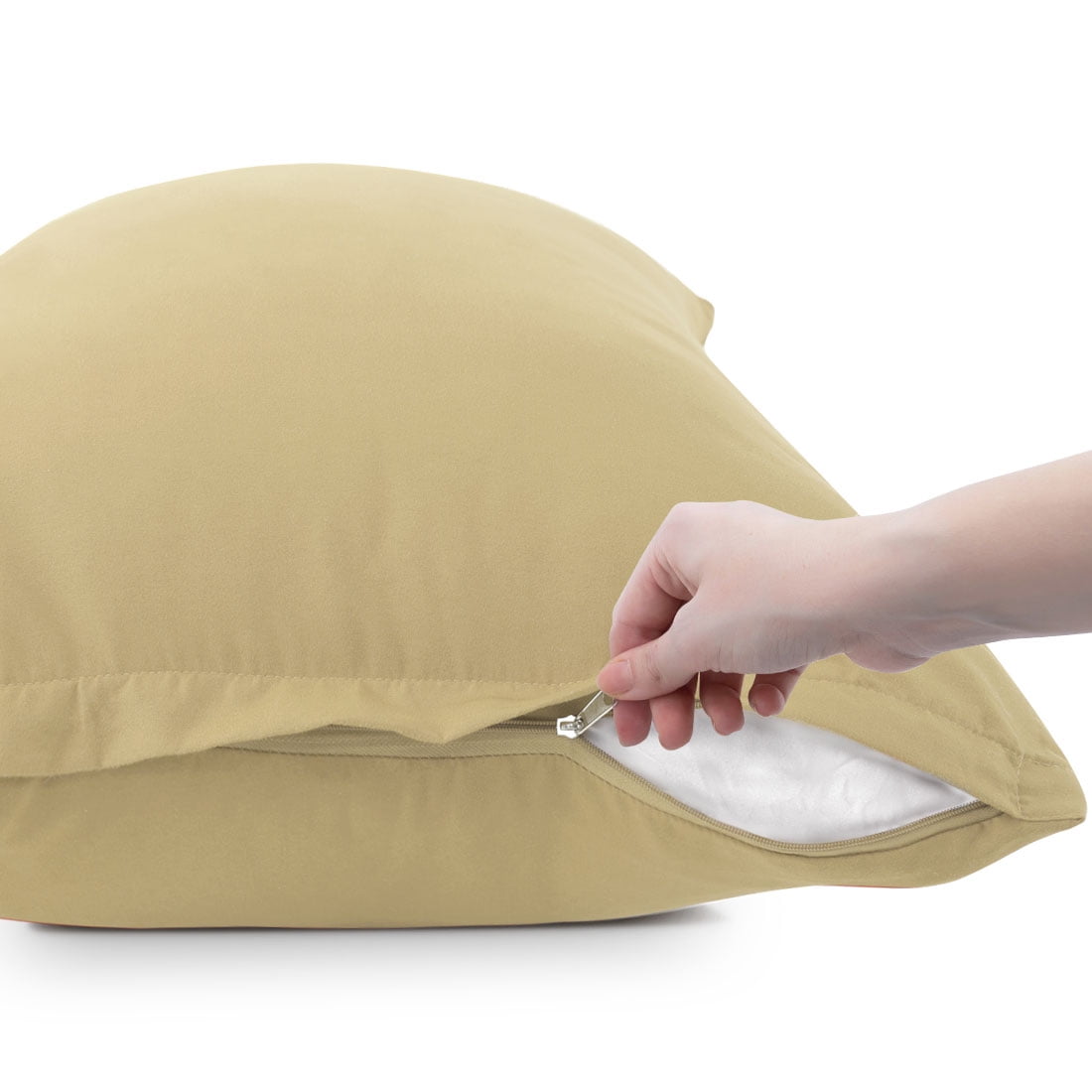 Unique Bargains 4-Piece Soft Microfiber Pillowcases Light Tan Standard(20"x26")