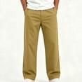 thumbnail image 4 of cfhntfmh Casual Pants for Boys Loose Fit Solid Color Elastic Waisted Straight Leg Pants with Pockets (Khaki,14-15 Years), 4 of 7