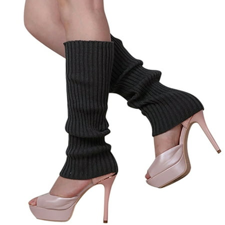 

Lomubue 1Pair Women Winter Warm Vertical Stripes Solid Candy Colors Leg Warmers Knitting Socks for Home
