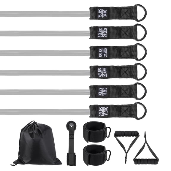 Uxcell Resistance Bands Set, 6 Level Exercise Bands for Working Out with Door Anchor/Handle/Ankle Strap/Pouch, 300LB & Black & Grey- Fitting For(Women & Men Home/Gym Train/Yoga)