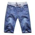 thumbnail image 3 of Huanglei Boys Casual Pants With Elastic Waist And For Play And Everyday Wear ，Toddler Denim Shorts /Size 4-5 Years(Dark Blue), 3 of 4