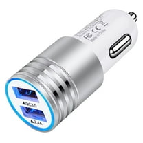 Car Charger,AILKIN QC 3.0&2.4A Fast Charge Car Cigarette Lighter Socket Quick Fast Charging Dual USB Car Charger Adapter,Silver