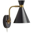 thumbnail image 6 of 360 Lighting Venice Mid Century Modern Wall Lamp Matte Black Brass Plug-in 6 1/4" Light Fixture Adjustable Metal Cone Shade for Bedroom Living Room, 6 of 9