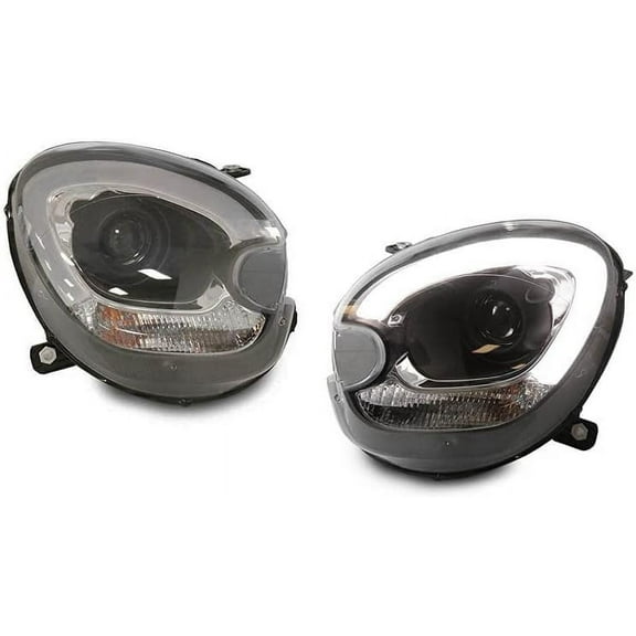 USR 11-16 R60 Countryman 13-15 Paceman R61 LED Upgrade Black Projector Headlights - (Left Right) Compatible with 2011-2016 Mini Cooper Countryman Paceman D1S Xenon (White LED Half Ring, Black)