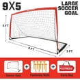 thumbnail image 4 of RUNBOW 9x5 ft Portable Kids Soccer Goal for Backyard Adult Junior Large Practice Soccer Net with Carry Bag Set of 2 (9x5ft, Red, 2 Pack), 4 of 6