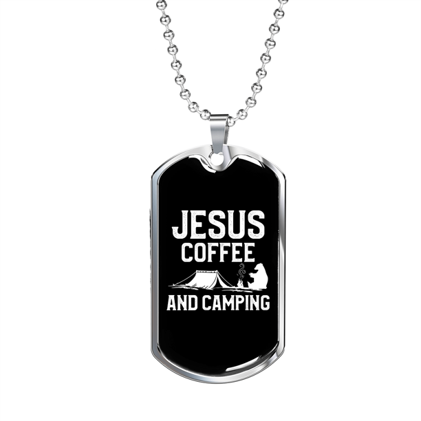 Camper Necklace Coffee And Camping Necklace Stainless Steel or 18k Gold