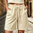 thumbnail image 7 of Feancey Womens Lounge Pajama Shorts Waffle Knit Loose Wide Leg Shorts Drawstring Elastic Waist Sleep Short Pants Summer Shorts Beige 3XL, 7 of 7