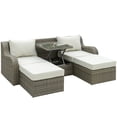 thumbnail image 1 of Outsunny 3 Pieces Wicker Patio Furniture Set with Liftable Middle Table, Aluminum Frame Full Assemblied Outdoor Sectional Conversation Sofa Set with 4" Thick Padded Cushions, Beige, 1 of 9