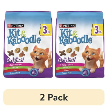 (2 pack) Purina Kit and Kaboodle Dry Cat Food Original Poultry, Liver and Ocean Fish Flavors, 3 lb. Bag
