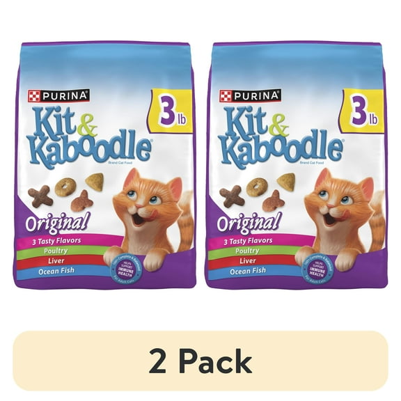 (2 pack) Purina Kit and Kaboodle Dry Cat Food Original Poultry, Liver and Ocean Fish Flavors, 3 lb. Bag