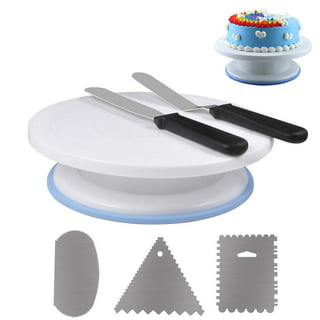 35-in-1 Rotating Cake Turntable，12 inch Cake Decorating Kit  Supplies,Aluminium Alloy Revolving Cake Stand with 2 Icing Spatula, 3 Icing  Smoother, 24