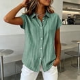 thumbnail image 5 of Yievot Womens Button Down Shirts Cotton Linen Striped Dress Shirt Short Sleeve Collared Office Work Blouses Summer Tops, 5 of 6