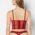 thumbnail image 3 of Lightly Lined Demi Bustier with romantic lace and Mesh in Plum Rose, 3 of 5