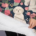 thumbnail image 3 of Oversized Wearable Blanket Hoodie,Shih Tzu Dog and Flower Floral Sherpa Blanket Hoodie with Super Pockets,Super Warm Fuzzy Pullover for Women & Men, 3 of 6