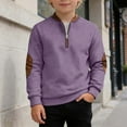 thumbnail image 2 of Bysome Child Sweatshirts For Little Boys Solid Color Breathable Long Sleeve Crew Neck Playful Purple Pullover Tops Size 10-11 T, 2 of 4