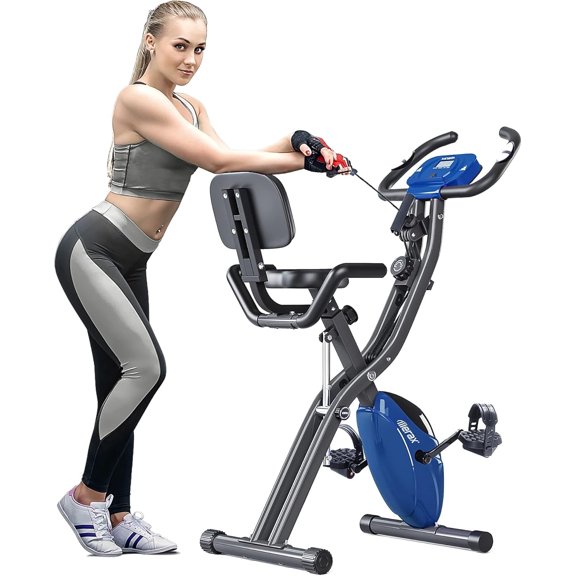 Folding Recumbent Exercise Bike, 3-in-1 Compact Stationary Bicycles Exercise Bike w/Oversize Seat LCD Monitor, Tablet Holder, High Backrest, Holds 300 lbs,