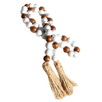 Wooden Bead Garland with Tassels for Decoration Multi Color Rustic Style 72 Inches