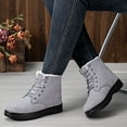 thumbnail image 5 of Leozcaa Womens Combat Boots Lace Up Ankle Boots Winter Snow Boot Fashion Plush Cotton Booties Shoes, 5 of 7