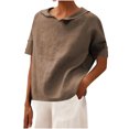 thumbnail image 1 of Camiseta con Botón Mujeres, Sudadera Casual Color Sólido Camiseta de Cuello en V de Manga Corta para Diario, Compras Y Salida, 1 of 8