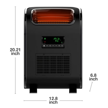 Lifesmart - 3 Element Slim-Line Infrared Heater with Front Air Intake and UV Light - black
