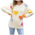 thumbnail image 2 of Lilgiuy Women's Comfortable Love Print Long Sleeve Round Neck Sweater Top Outwear, 2 of 4