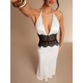thumbnail image 5 of White Halter Neck Lace-Trimmed Backless Maxi Dress For Evening, Parties, And Summer Events, 5 of 7