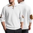thumbnail image 5 of Yiaimeir Men's Long Sleeve Ribbed Knit Pullover Sweater with Quarter Zip Collar and Elbow Patch Casual Classic Design, 5 of 5