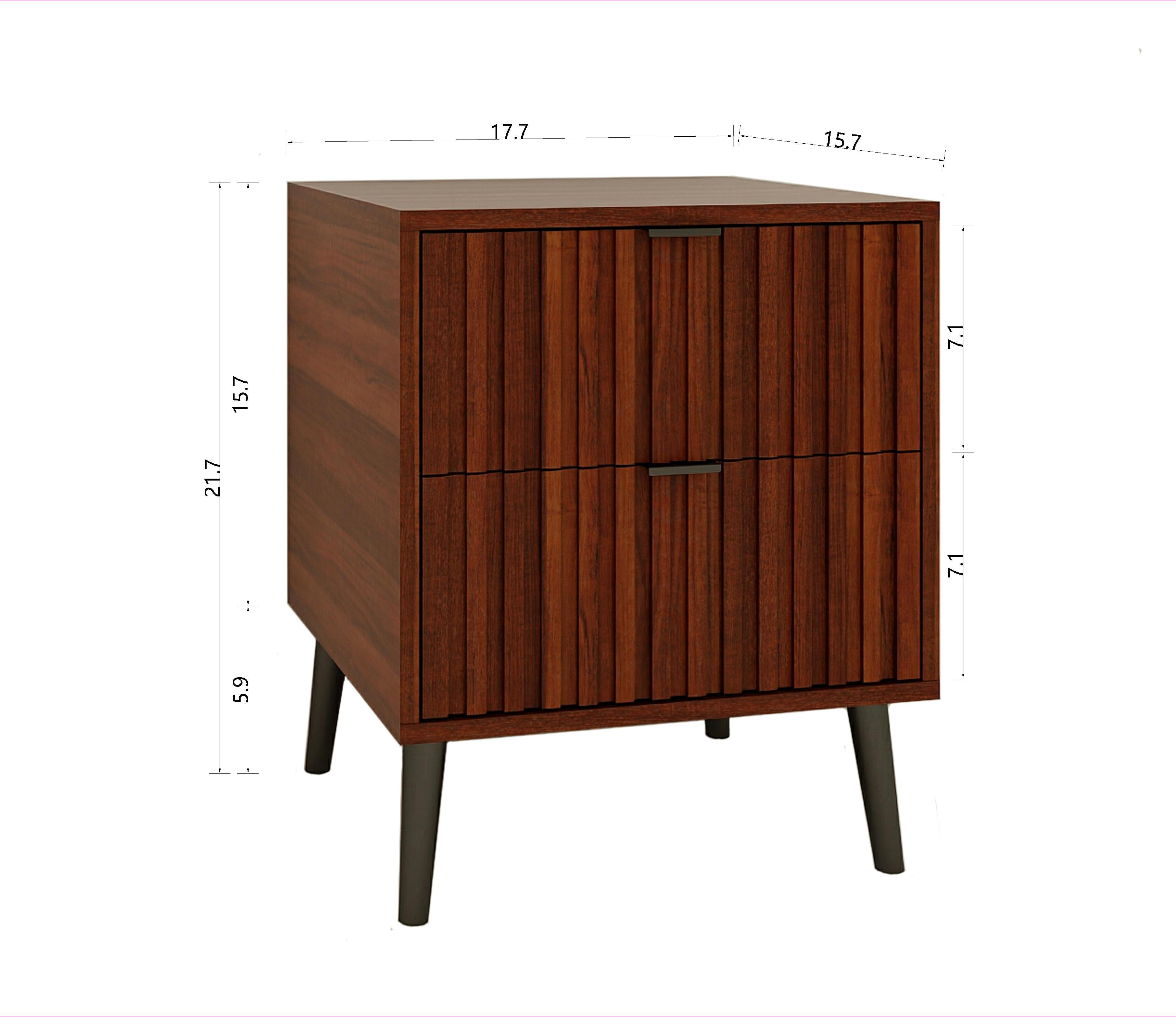 Wooden Nightstand with 2 Drawers