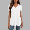 thumbnail image 6 of hoksml Women's V-Neck Short Sleeve T-Shirt Casual Flowy Curved Hem Tops for Everyday Wear, 6 of 8
