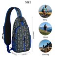 thumbnail image 5 of Sling Backpack,Dark Blue Christmas Tree Pattern Crossbody Bag with Water Bottle Holder,Waterproof Sling Bag for Men/Women with Chest Phone Holder for Hiking,Travel, 5 of 6