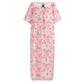 thumbnail image 4 of Women's Plus Size Floral Nightgown Long House Dress Short Sleeve Lace Sleepwear Casual Loose Nightdress, Pink 4XL, 4 of 9