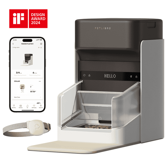 PETLIBRO Smart Auto Cat Feeder, RFID Sensor, 5G Wi-Fi, 3L Dry Food Dispenser, App Control, Light Collar Tag