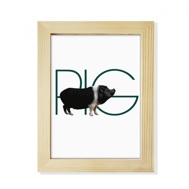 Pig Line Black Hair Art Deco Fashion Desktop Adorn Photo Frame Display Art Painting Wooden