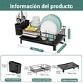 thumbnail image 2 of Escurridor de Trastes Acero Inoxidable,Trastero Escurridor para Encimera de Cocina con Drenaje Automático,Organizador sobre Fregadero Utensilios de Cocina,Organizador de Platos (Negro), 2 of 7