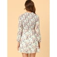 thumbnail image 3 of INSPIRE CHIC Vestido Floral Con Dobladillo Con Volantes Y Manga Larga Con Cuello Fruncido Y Fruncido Para Mujer Beige XS, 3 of 6