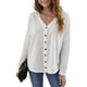 thumbnail image 1 of Suéter de punto de manga larga con botones para niñas, blanco, talla S Cárdigan de otoño con escote en V y encaje para mujer, 1 of 6