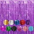 thumbnail image 1 of Justharion Fringe Curtain For Birthday Party Photo Backdrop Tinsel Curtain Backdrop Purple 6.5ft 1Set, 1 of 6