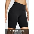 thumbnail image 2 of High Waist Black Yoga Running Compression Biker Shorts for Workouts Exercise with 3 Pockets, 2 of 6
