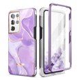 thumbnail image 1 of SURITcH Phone case for Samsung galaxy S21 Ultra with S-Pen Holder Front cover Built-in Screen Protector Upgraded Dual-Layer Full Body Protection Anti-Scratch Shockproof for Woman Man, Purple Marble, 1 of 1