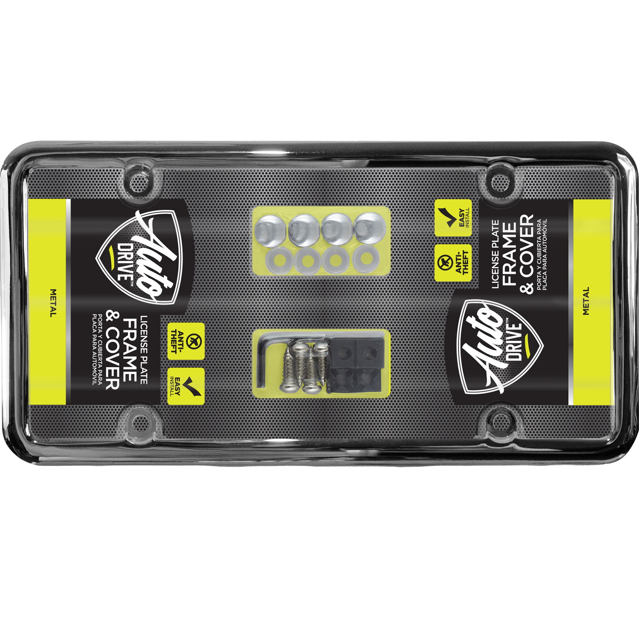 Auto Drive Chrome Anti-Theft License Plate Cover and Frame