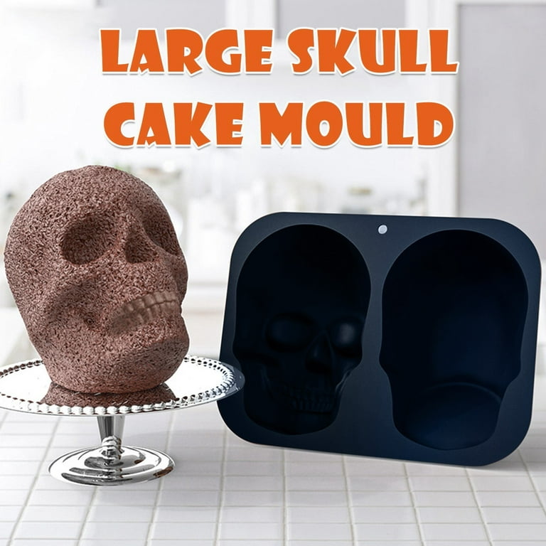 Pompotops Black Halloween Skeleton Molds, Large Skull Cake Pan Haunted  Skull Baking Cake Molds For Halloween And Birthday Party Yard 