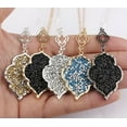 thumbnail image 2 of Crystal Pave Moroccan Pendant Long Necklace Quatrefoil Floral Women Jewelry Gift, 2 of 9