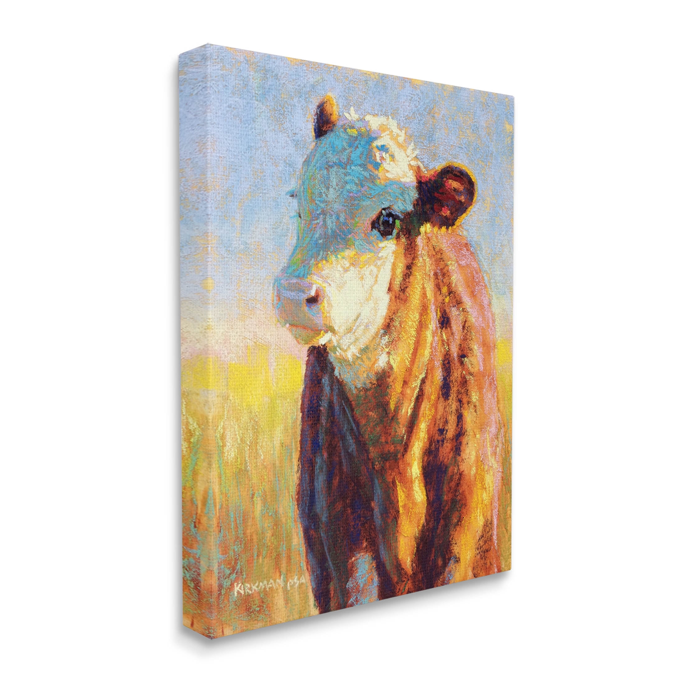 Modern Cow Portrait Impressionism Animals & Insects Painting Gallery Wrapped Canvas Print Wall Art