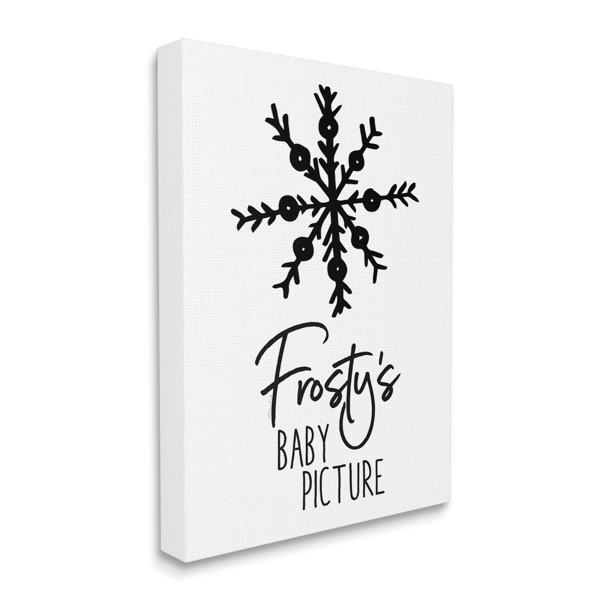 Humorous Frosty Snowman Snowflake Drawing Typography Holiday Graphic Art Gallery-Wrapped Canvas Print Wall Art