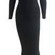 thumbnail image 5 of VISgogo Vestido Casual para Mujer Color Sólido Manga Larga Cuello Redondo Slim Fit Home Vestido Largo VISgogo moda, 5 of 7