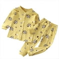 thumbnail image 2 of Cethrio Pajama Sets for Boys, Thermal Long Sleeve Cotton Buttons Fall Loungewear Yellow Size 4 T, 2 of 3