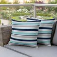 thumbnail image 3 of Pack of 2 Grey Blue Striped Outdoor Pillow Covers Decorative, Waterproof Pillow Protector, Farmhouse Stripes Abstract Art Navy Blue Throw Pillowcases Accent Cushion Cases for Patio Couch Sofa 24"x24", 3 of 8
