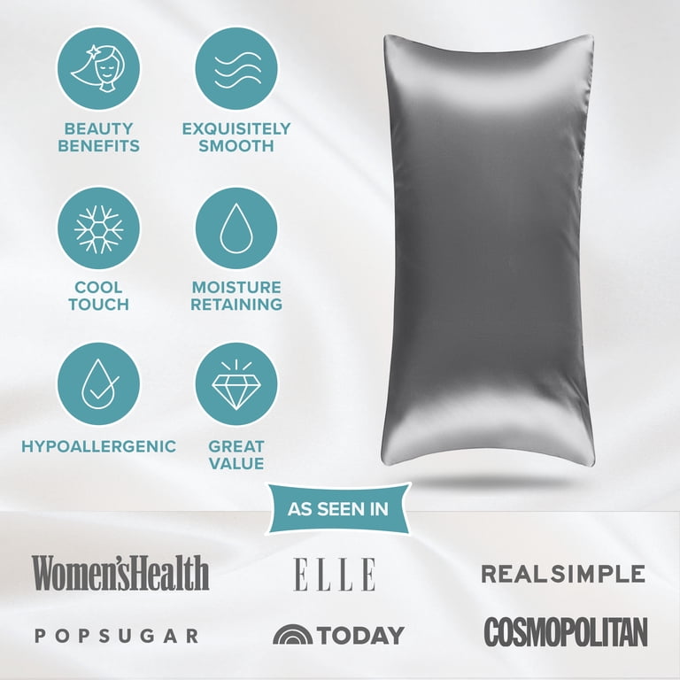 Bare Home Mulberry Silk Body Pillowcase, Gray photo 4
