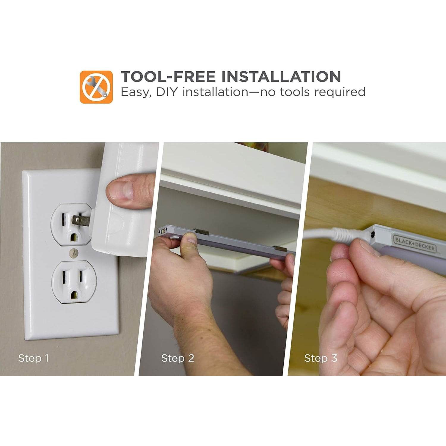 LED Under Cabinet Lighting Kit, 3-Bars, 9 Inches Each, DIY Tool-Free Installation, Warm White, 2700K, 1080 Lumens, 15 Watts